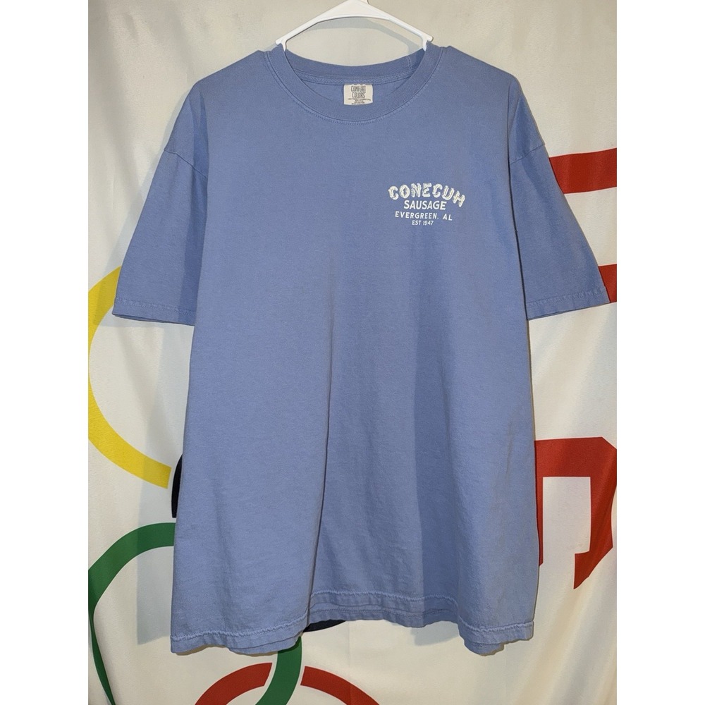 Comfort Colors Conecuh Sausage T Shirt XL Blue Cotton Graphic Tee